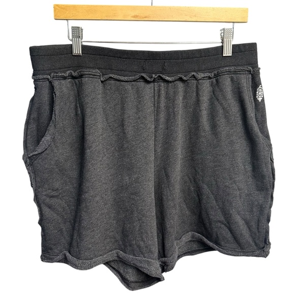 Free People Movement Sweat Short Large Grey High Waist Roll Hem Casual Lounge - Picture 1 of 11